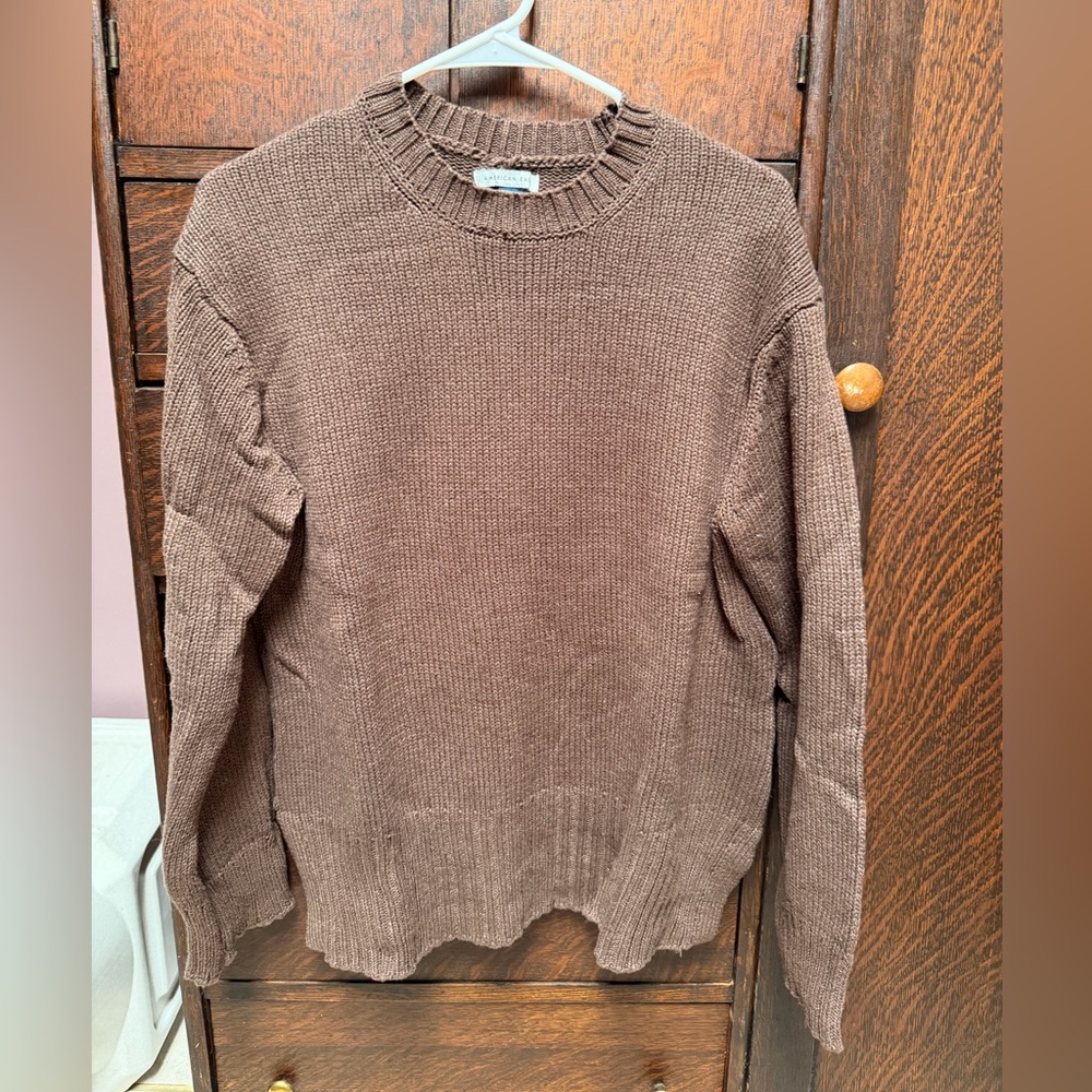 American Eagle Outfitters Women’s Chocolate Brown Crewneck Sweater